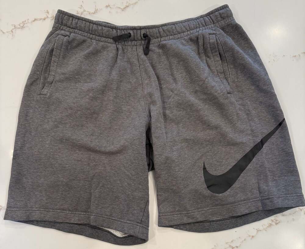 Nike Club Fleece Graphic Sweat Shorts, Charcoal Grey/Black